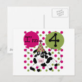 ピンク牛の4th誕生日Tシャツとギフト ポストカード (正面/裏面)