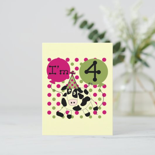ピンク牛の4th誕生日Tシャツとギフト ポストカード (スタンド正面)