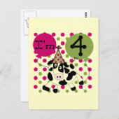 ピンク牛の4th誕生日Tシャツとギフト ポストカード (正面/裏面)