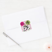 ピンク牛の4th誕生日Tシャツとギフト ラウンドシール (封筒)