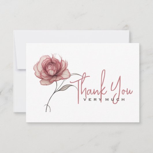 ピンク牡丹ありがとうございました サンキューカード (正面)