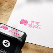 ピンク牡丹ありがとうご自墨切手 セルフインキングスタンプ