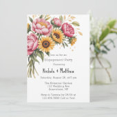 ピンク牡丹とイエローフローラ婚約パーティ 招待状 (スタンド正面)