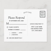 ピンク牡丹とネイビーの背景 |食事の選択RSVP インビテーションポストカード (裏面)