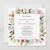 ピンク牡丹とユーカリ水彩フローラ 招待状 (正面)