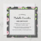 ピンク牡丹と白い自転車の誕生日パーティー 招待状 (裏面)