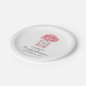 ピンク牡丹と香水フローラブライダルシャワー ペーパープレート (アングル)