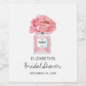 ピンク牡丹と香水フローラブライダルシャワー ワインラベル (シングルラベル)