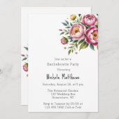 ピンク牡丹と黄色のフローラバチェロレッテ 招待状 (正面/裏面)