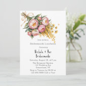 ピンク牡丹と黄色のフローラ花嫁昼食会 招待状 (スタンド正面)