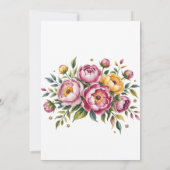 ピンク牡丹と黄色のフローラ花嫁昼食会 招待状 (裏面)