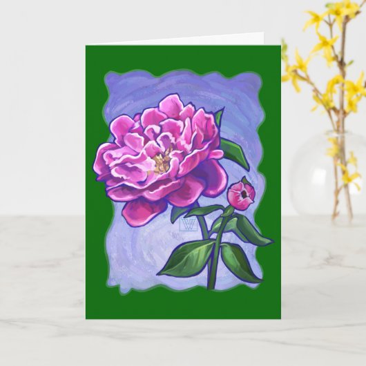 ピンク牡丹のカスタマイズ可能な幸せな母の日 カード (黄色い花)