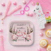 ピンク牡丹の入ったボホアン結婚トラー ペーパープレート (パーティー)