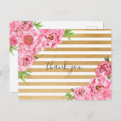 ピンク牡丹の女の子の赤ちゃんシャワー感謝していの詩あなた ポストカード (正面/裏面)