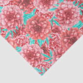 ピンク牡丹の手描き花柄 薄葉紙 (詳細)