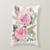 ピンク牡丹の水の色パーソナライズされた名の枕 アクセントクッション (裏面(縦))