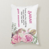 ピンク牡丹の水の色パーソナライズされた名の枕 アクセントクッション (正面(垂直))