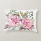 ピンク牡丹の水の色パーソナライズされた名の枕 アクセントクッション (裏面)