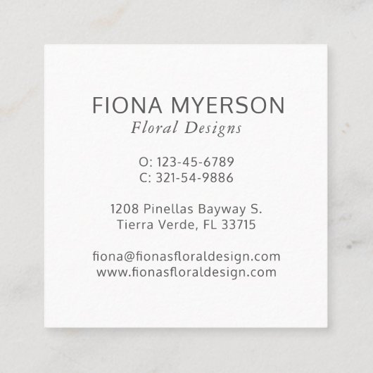 ピンク牡丹の水彩フローラ スクエア名刺 (裏面)