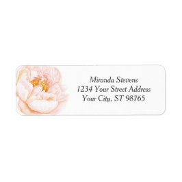 ピンク牡丹の水彩フローラ ラベル