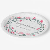 ピンク牡丹の水彩写真結婚の ペーパープレート (アングル)