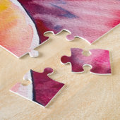 ピンク牡丹の水彩画素晴らし画 ジグソーパズル (側面)