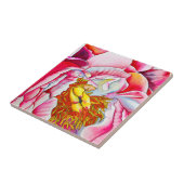 ピンク牡丹の水彩画素晴らし画 タイル (側面)