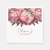 ピンク牡丹の水彩赤ちゃんシャワー スタンダードカクテルナプキン (正面)