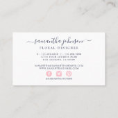 ピンク牡丹の水色フローラ植物海軍 名刺 (裏面)