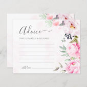 ピンク牡丹の水色フローラ結婚のアドバイスカード (正面/裏面)