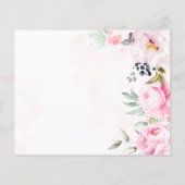 ピンク牡丹の水色フローラ結婚のアドバイスカード (裏面)