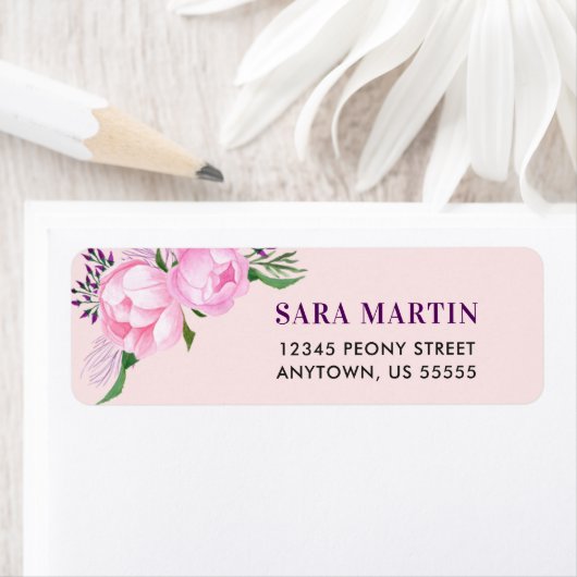 ピンク牡丹の水色 ラベル (インサイチュ)