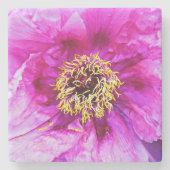 ピンク牡丹の石コースター ストーンコースター (正面)