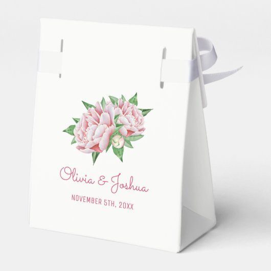 ピンク牡丹の結婚式の引き出物ボックス フェイバーボックス (裏面サイド)