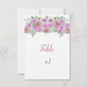 ピンク牡丹の緑の披露宴テーブルカード 招待状 (裏面)