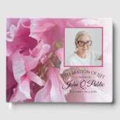 ピンク牡丹の花のお祝いの生涯 ゲストブック (正面)