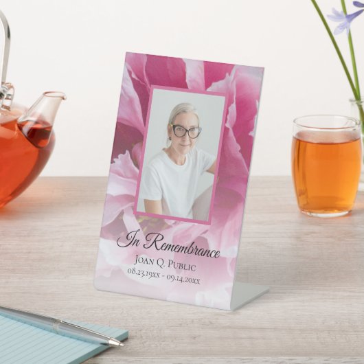 ピンク牡丹の花のお祝いの生涯 台座サイン (インサイチュ)