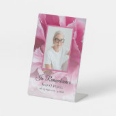 ピンク牡丹の花のお祝いの生涯 台座サイン (正面)