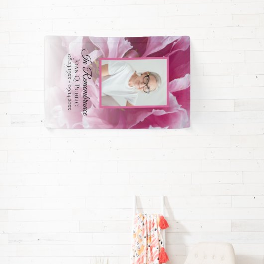 ピンク牡丹の花のお祝いの生涯 横断幕 (インサイチュ)