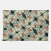 ピンク牡丹の花の中心のパターン キッチンタオル (横)