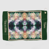 ピンク牡丹の花の乗算抽象芸術 パーソナライズされた ゴルフタオル (横)