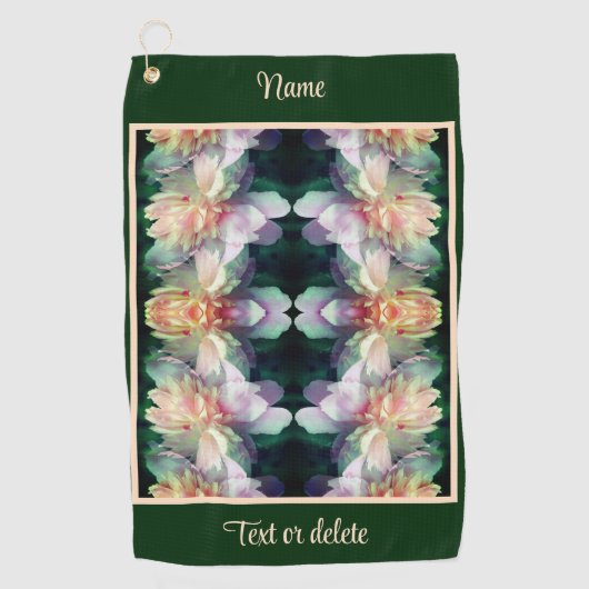 ピンク牡丹の花の乗算抽象芸術 パーソナライズされた ゴルフタオル (正面)