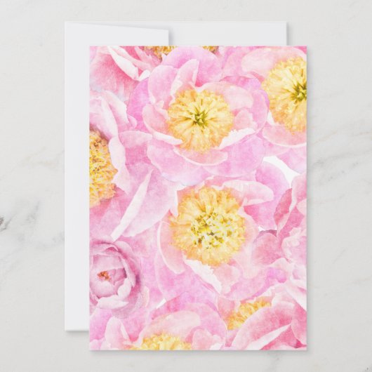 ピンク牡丹の花の水彩80th誕生日パーティー 招待状 (裏面)