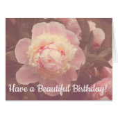 ピンク牡丹の花カスタム誕生日ビッグカード (正面横)
