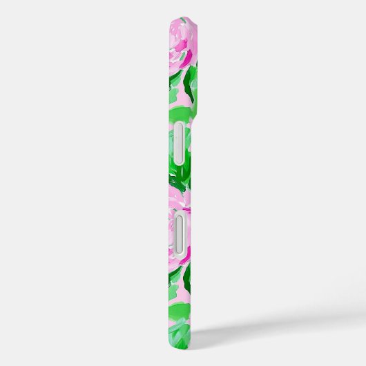 ピンク牡丹の花パターンモノグラム Case-Mate iPhoneケース (裏面 / 右)