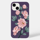 ピンク牡丹の花フローラ水色 Case-Mate iPhoneケース (裏面)