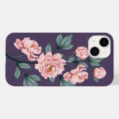 ピンク牡丹の花フローラ水色 Case-Mate iPhoneケース (裏面 (横))