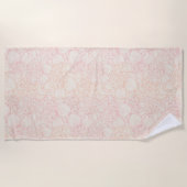 ピンク牡丹の花柄 ビーチタオル (正面)