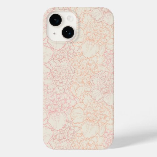 ピンク牡丹の花柄 Case-Mate iPhoneケース (裏面)