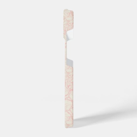ピンク牡丹の花柄 iPhoneケース (左側面)